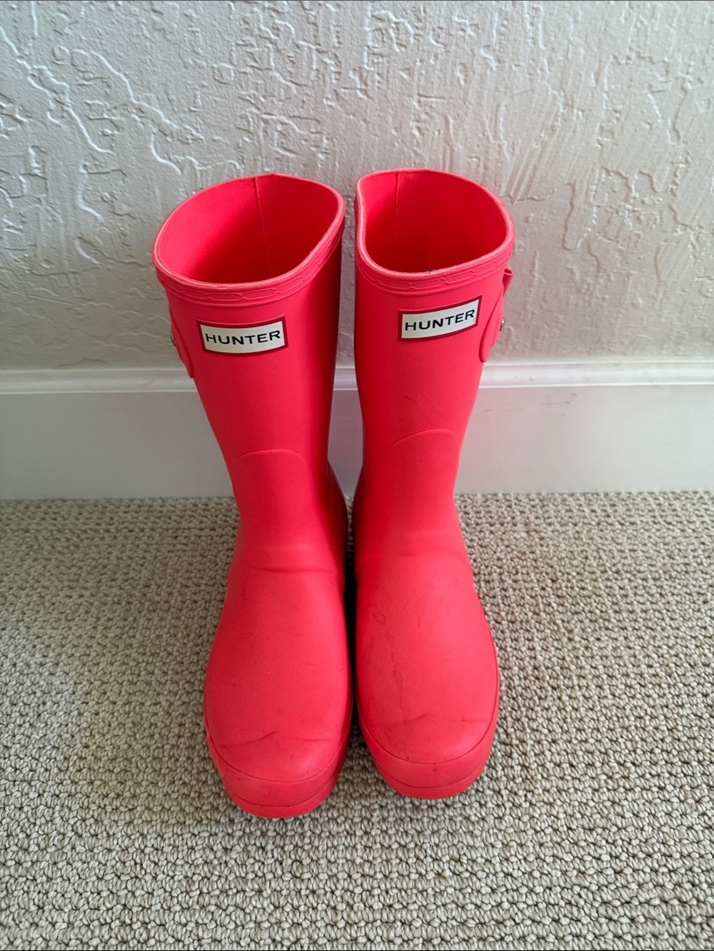 Hunter Neon Pink Mid-Calf Rain Boots